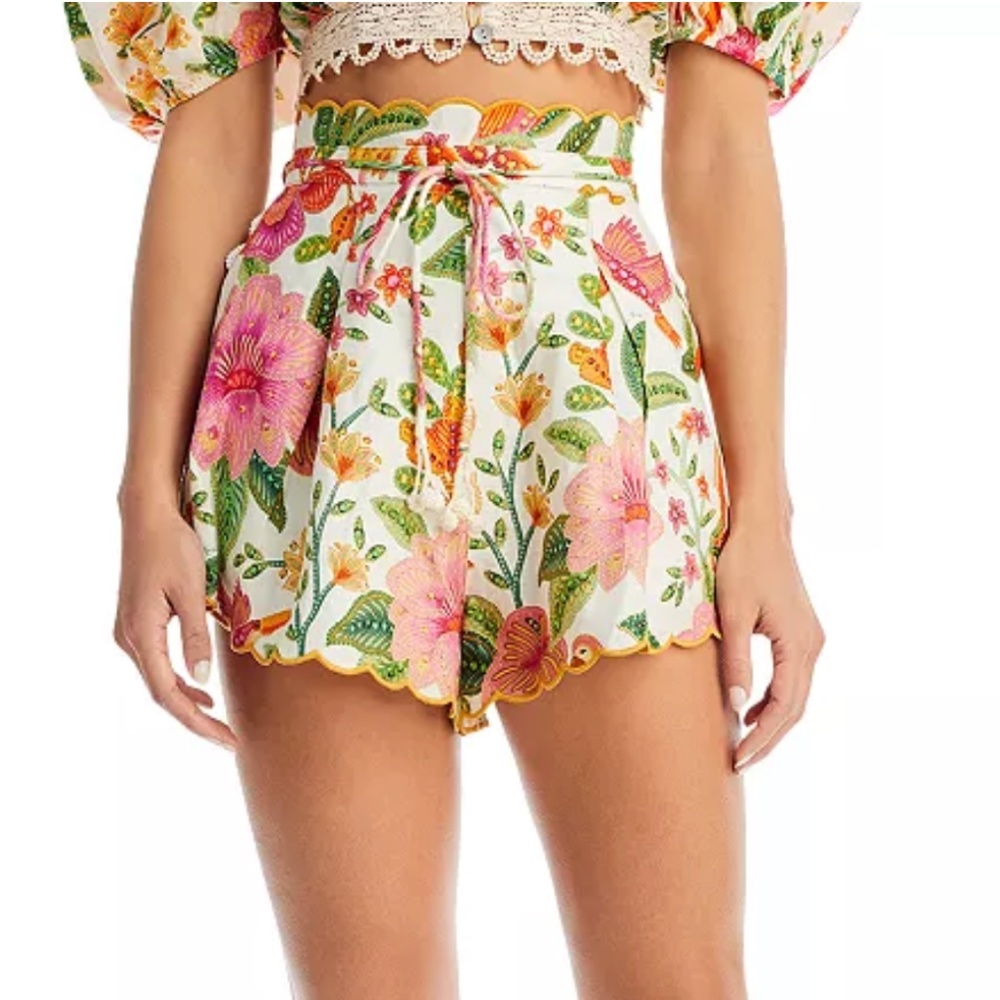 Farm Rio Macaw Bloom Linen Shorts - XXS